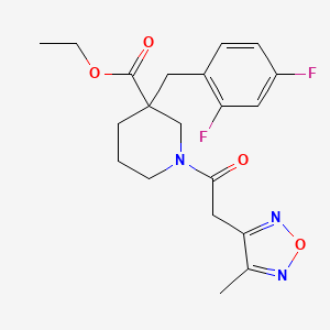 molecular formula C20H23F2N3O4 B6103058 ethyl 3-(2,4-difluorobenzyl)-1-[(4-methyl-1,2,5-oxadiazol-3-yl)acetyl]-3-piperidinecarboxylate 