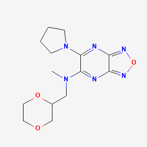 molecular formula C14H20N6O3 B6103121 N-(1,4-dioxan-2-ylmethyl)-N-methyl-6-pyrrolidin-1-yl-[1,2,5]oxadiazolo[3,4-b]pyrazin-5-amine 