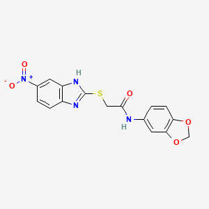 molecular formula C16H12N4O5S B6103137 N-1,3-benzodioxol-5-yl-2-[(5-nitro-1H-benzimidazol-2-yl)thio]acetamide 