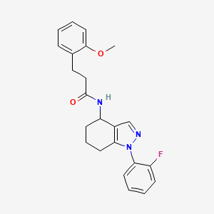 molecular formula C23H24FN3O2 B6103144 N-[1-(2-fluorophenyl)-4,5,6,7-tetrahydro-1H-indazol-4-yl]-3-(2-methoxyphenyl)propanamide 