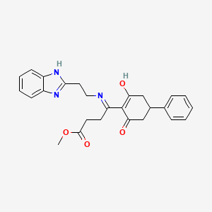 molecular formula C26H27N3O4 B6103237 METHYL 4-{[2-(1H-1,3-BENZIMIDAZOL-2-YL)ETHYL]AMINO}-4-(2,6-DIOXO-4-PHENYLCYCLOHEXYLIDEN)BUTANOATE 