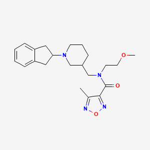 molecular formula C22H30N4O3 B6103256 N-{[1-(2,3-dihydro-1H-inden-2-yl)-3-piperidinyl]methyl}-N-(2-methoxyethyl)-4-methyl-1,2,5-oxadiazole-3-carboxamide 