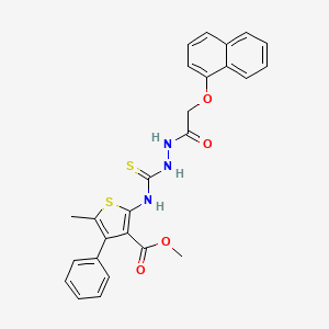molecular formula C26H23N3O4S2 B6103318 methyl 5-methyl-2-[({2-[(1-naphthyloxy)acetyl]hydrazino}carbonothioyl)amino]-4-phenyl-3-thiophenecarboxylate 
