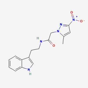 molecular formula C16H17N5O3 B6103331 N-[2-(1H-indol-3-yl)ethyl]-2-(5-methyl-3-nitro-1H-pyrazol-1-yl)acetamide 