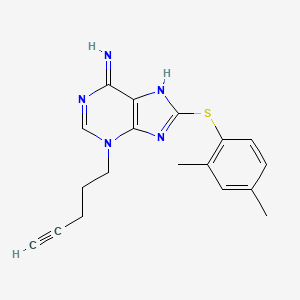 molecular formula C18H19N5S B610338 8-((2,4-Dimethylphenyl)thio)-3-(pent-4-yn-1-yl)-3H-purin-6-amine CAS No. 1454619-13-6