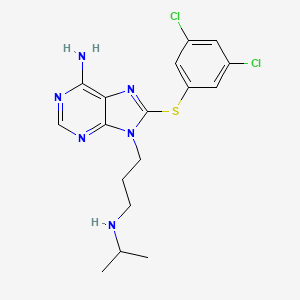 molecular formula C17H20Cl2N6S B610342 8-(3,5-Dichlorophenyl)sulfanyl-9-[3-(propan-2-ylamino)propyl]purin-6-amine CAS No. 1454619-14-7