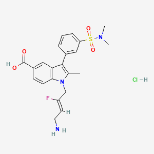molecular formula C22H25ClFN3O4S B610345 1-[(Z)-4-amino-2-fluorobut-2-enyl]-3-[3-(dimethylsulfamoyl)phenyl]-2-methylindole-5-carboxylic acid;hydrochloride CAS No. 2125955-70-4