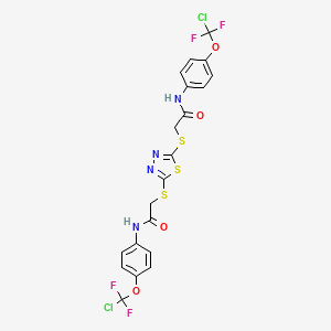 molecular formula C20H14Cl2F4N4O4S3 B6103485 N-[4-(CHLORODIFLUOROMETHOXY)PHENYL]-2-({5-[({[4-(CHLORODIFLUOROMETHOXY)PHENYL]CARBAMOYL}METHYL)SULFANYL]-1,3,4-THIADIAZOL-2-YL}SULFANYL)ACETAMIDE 