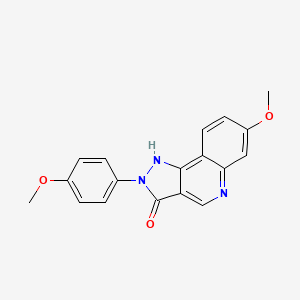 molecular formula C18H15N3O3 B610368 2,5-Dihydro-7-methoxy-2-(4-methoxyphenyl)-3H-pyrazolo[4,3-c]quinolin-3-one CAS No. 164025-44-9