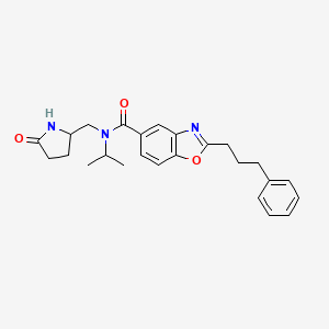 molecular formula C25H29N3O3 B6103692 N-isopropyl-N-[(5-oxo-2-pyrrolidinyl)methyl]-2-(3-phenylpropyl)-1,3-benzoxazole-5-carboxamide 