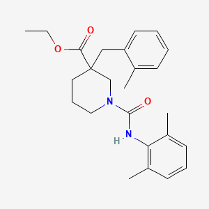 molecular formula C25H32N2O3 B6103708 ethyl 1-{[(2,6-dimethylphenyl)amino]carbonyl}-3-(2-methylbenzyl)-3-piperidinecarboxylate 
