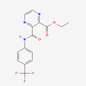molecular formula C15H12F3N3O3 B6103755 Ethyl 3-{[4-(trifluoromethyl)anilino]carbonyl}-2-pyrazinecarboxylate 