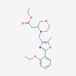 molecular formula C21H28N2O5 B6103809 ethyl (4-{[2-(2-ethoxyphenyl)-5-methyl-1,3-oxazol-4-yl]methyl}-3-morpholinyl)acetate 