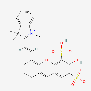 molecular formula C26H25NO8S2 B610388 3H-Indolium, 2-[2-(2,3-dihydro-6-hydroxy-5,7-disulfo-1H-xanthen-4-yl)ethenyl]-1,3,3-trimethyl-, inner salt CAS No. 1392488-07-1