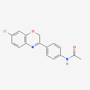 molecular formula C16H13ClN2O2 B610391 N-[4-(7-Chloro-2H-1,4-benzoxazin-3-yl)phenyl]acetamide CAS No. 1798331-92-6