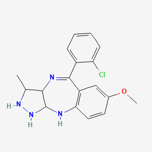 molecular formula C18H15ClN4O B610393 5-(2-Chlorophenyl)-7-methoxy-3-methyl-1,2,3,3a,10,10a-hexahydropyrazolo[3,4-b][1,4]benzodiazepine CAS No. 303196-31-8
