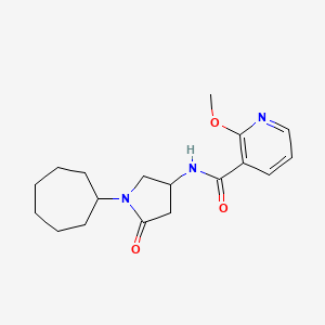molecular formula C18H25N3O3 B6103930 N-(1-cycloheptyl-5-oxo-3-pyrrolidinyl)-2-methoxynicotinamide 