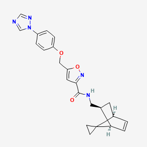 molecular formula C23H23N5O3 B6104065 N-[[(1R,2S,4S)-spiro[bicyclo[2.2.1]hept-5-ene-7,1'-cyclopropane]-2-yl]methyl]-5-[[4-(1,2,4-triazol-1-yl)phenoxy]methyl]-1,2-oxazole-3-carboxamide 