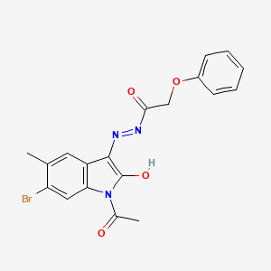molecular formula C19H16BrN3O4 B6104103 N'-(1-acetyl-6-bromo-5-methyl-2-oxo-1,2-dihydro-3H-indol-3-ylidene)-2-phenoxyacetohydrazide 