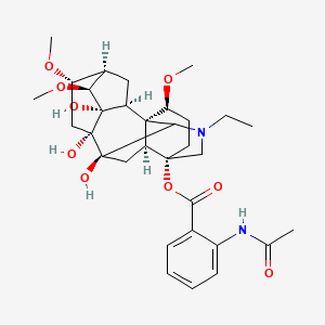 molecular formula C32H44N2O9 B610416 Ranaconitine CAS No. 1360-76-5