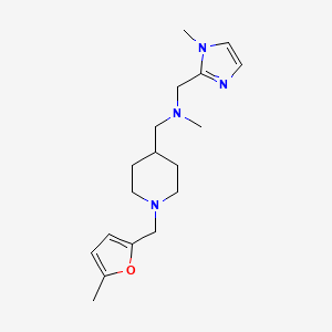 molecular formula C18H28N4O B6104222 N-methyl-1-{1-[(5-methyl-2-furyl)methyl]-4-piperidinyl}-N-[(1-methyl-1H-imidazol-2-yl)methyl]methanamine 