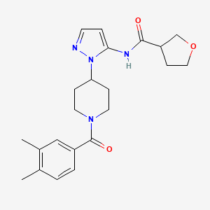 molecular formula C22H28N4O3 B6104367 N-{1-[1-(3,4-dimethylbenzoyl)-4-piperidinyl]-1H-pyrazol-5-yl}tetrahydro-3-furancarboxamide 