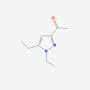 molecular formula C9H14N2O B061044 Ethanone, 1-(1,5-diethyl-1H-pyrazol-3-yl)- (9CI) CAS No. 165743-61-3