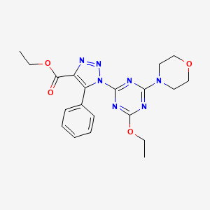molecular formula C20H23N7O4 B6104422 ethyl 1-[4-ethoxy-6-(morpholin-4-yl)-1,3,5-triazin-2-yl]-5-phenyl-1H-1,2,3-triazole-4-carboxylate 