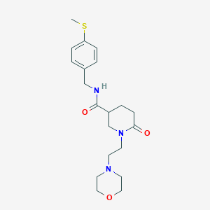 molecular formula C20H29N3O3S B6104526 N-[4-(methylthio)benzyl]-1-[2-(4-morpholinyl)ethyl]-6-oxo-3-piperidinecarboxamide 