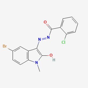 molecular formula C16H11BrClN3O2 B6104556 N'-(5-bromo-1-methyl-2-oxo-1,2-dihydro-3H-indol-3-ylidene)-2-chlorobenzohydrazide 