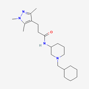 molecular formula C21H36N4O B6104600 N-[1-(cyclohexylmethyl)piperidin-3-yl]-3-(1,3,5-trimethylpyrazol-4-yl)propanamide 