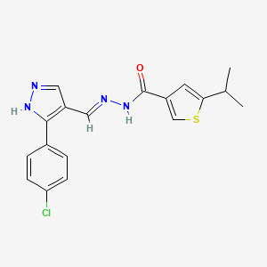 molecular formula C18H17ClN4OS B6104601 N'-{[3-(4-chlorophenyl)-1H-pyrazol-4-yl]methylene}-5-isopropyl-3-thiophenecarbohydrazide 