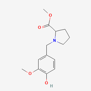 molecular formula C14H19NO4 B6104630 Methyl 1-[(4-hydroxy-3-methoxyphenyl)methyl]pyrrolidine-2-carboxylate 