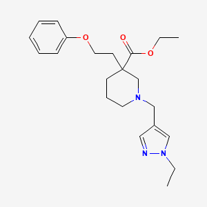 molecular formula C22H31N3O3 B6104654 ethyl 1-[(1-ethyl-1H-pyrazol-4-yl)methyl]-3-(2-phenoxyethyl)-3-piperidinecarboxylate 
