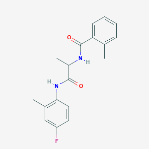 molecular formula C18H19FN2O2 B6104662 N-{2-[(4-fluoro-2-methylphenyl)amino]-1-methyl-2-oxoethyl}-2-methylbenzamide 