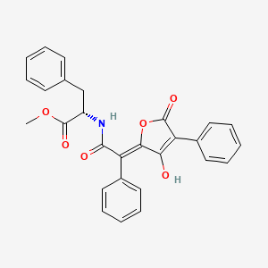 molecular formula C28H23NO6 B610468 methyl (2S)-2-[[(2Z)-2-(3-hydroxy-5-oxo-4-phenylfuran-2-ylidene)-2-phenylacetyl]amino]-3-phenylpropanoate CAS No. 18463-11-1
