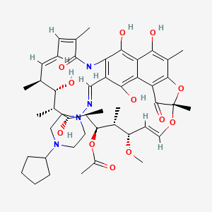 molecular formula C47H64N4O12 B610483 3-(4-Cyclopentyl-1-piperazinyl)iminomethylrifamycin SV CAS No. 61379-65-5