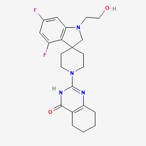 molecular formula C22H26F2N4O2 B610497 2-[4,6-difluoro-1-(2-hydroxyethyl)spiro[2H-indole-3,4'-piperidine]-1'-yl]-5,6,7,8-tetrahydro-3H-quinazolin-4-one CAS No. 2171386-10-8