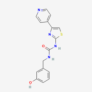 molecular formula C16H14N4O2S B610501 1-(3-Hydroxybenzyl)-3-(4-(pyridin-4-yl)thiazol-2-yl)urea CAS No. 1342278-01-6