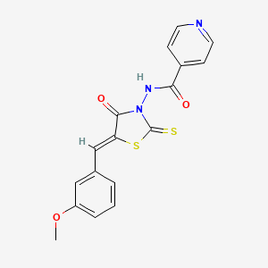 molecular formula C17H13N3O3S2 B6105124 N-[5-(3-Methoxy-benzylidene)-4-oxo-2-thioxo-thiazolidin-3-yl]-isonicotinamide 