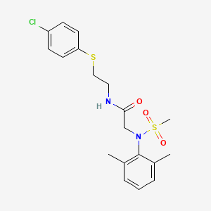 molecular formula C19H23ClN2O3S2 B6105212 N~1~-{2-[(4-chlorophenyl)thio]ethyl}-N~2~-(2,6-dimethylphenyl)-N~2~-(methylsulfonyl)glycinamide 