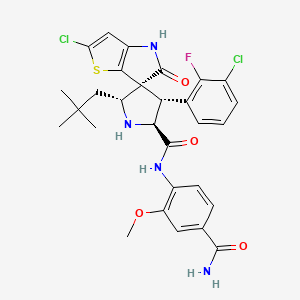 (2'S,3'S,5'R,6S)-N-(4-carbamoyl-2-methoxyphenyl)-2-chloro-3'-(3-chloro-2-fluorophenyl)-5'-(2,2-dimethylpropyl)-5-oxospiro[4H-thieno[3,2-b]pyrrole-6,4'-pyrrolidine]-2'-carboxamide