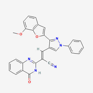 molecular formula C29H19N5O3 B6105264 3-[3-(7-methoxy-1-benzofuran-2-yl)-1-phenyl-1H-pyrazol-4-yl]-2-(4-oxo-3,4-dihydro-2-quinazolinyl)acrylonitrile 