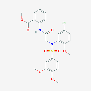 molecular formula C25H25ClN2O8S B6105350 methyl 2-({N-(5-chloro-2-methoxyphenyl)-N-[(3,4-dimethoxyphenyl)sulfonyl]glycyl}amino)benzoate 