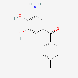 molecular formula C14H13NO3 B610537 Methanone, (3-amino-4,5-dihydroxyphenyl)(4-methylphenyl)- CAS No. 254912-17-9