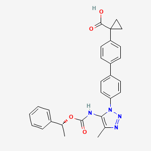 molecular formula C28H26N4O4 B610538 1-[4'-[4-Methyl-5-[[(1R)-1-phenylethoxy]carbonylamino]-1H-1,2,3-triazol-1-yl][1,1'-biphenyl]-4-yl]cyclopropanecarboxylic acid CAS No. 1396006-71-5