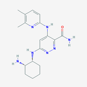 molecular formula C18H25N7O B610541 6-{[(1r,2s)-2-Aminocyclohexyl]amino}-4-[(5,6-Dimethylpyridin-2-Yl)amino]pyridazine-3-Carboxamide CAS No. 1446790-62-0
