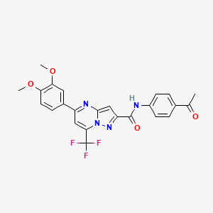 molecular formula C24H19F3N4O4 B6105457 N-(4-acetylphenyl)-5-(3,4-dimethoxyphenyl)-7-(trifluoromethyl)pyrazolo[1,5-a]pyrimidine-2-carboxamide 