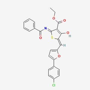 molecular formula C25H18ClNO5S B6105549 ethyl 2-(benzoylamino)-5-{[5-(4-chlorophenyl)-2-furyl]methylene}-4-oxo-4,5-dihydro-3-thiophenecarboxylate 