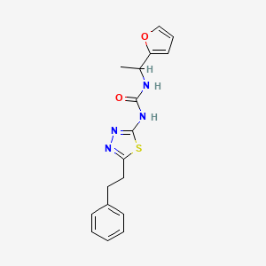 molecular formula C17H18N4O2S B6105585 N-[1-(2-furyl)ethyl]-N'-[5-(2-phenylethyl)-1,3,4-thiadiazol-2-yl]urea 